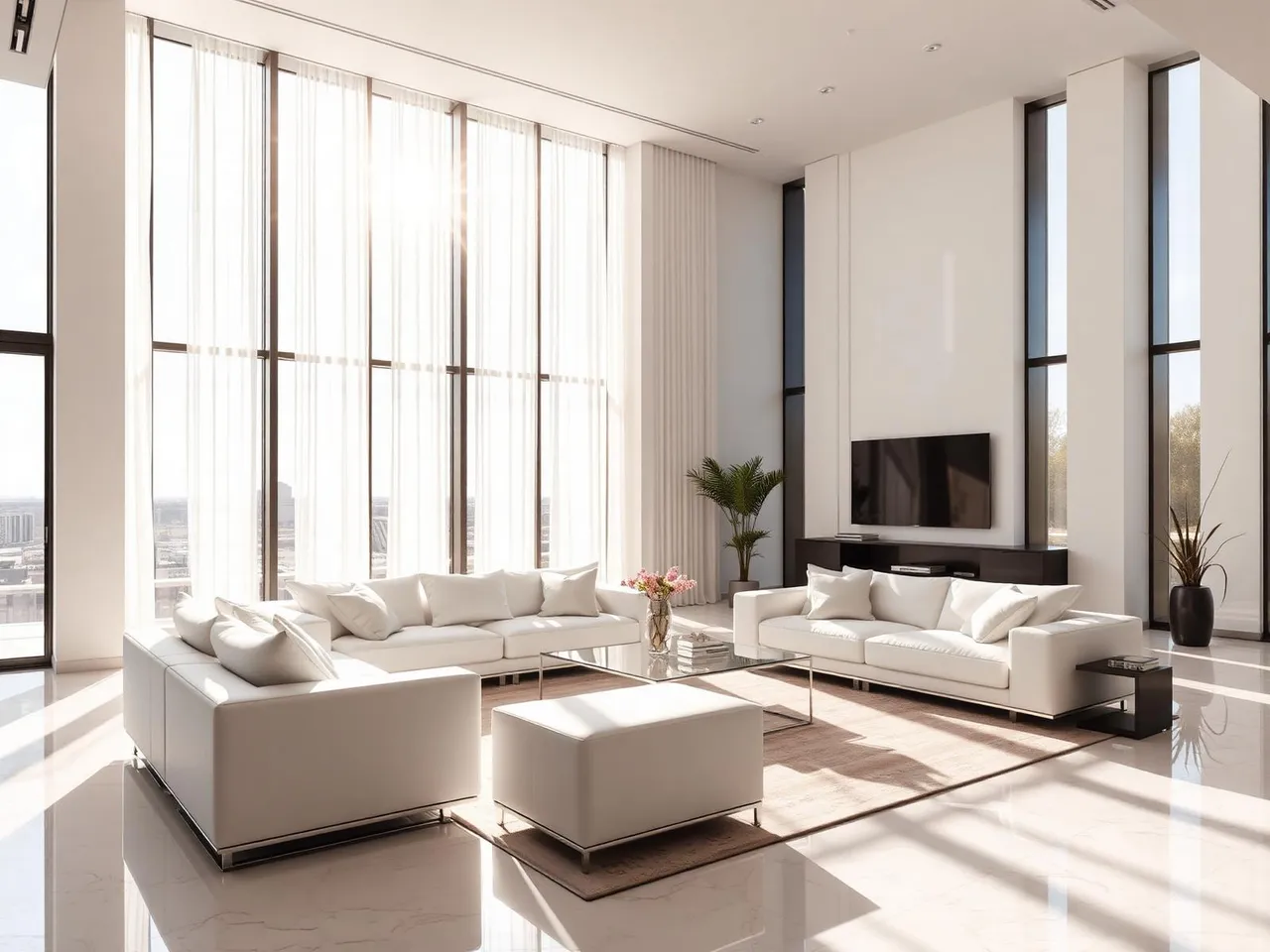 Bright living room professionally cleaned by Belamar Cleaning in Orlando